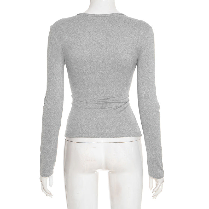 Chic V-Neck Long Sleeve Top with Luxe Metallic Accent | Your Cozy Fall & Holiday Season Essential