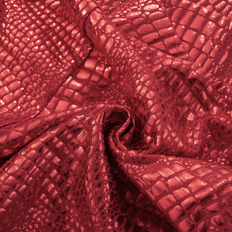 Own the Night: Fierce Red Metallic Croc Print High-Waisted Shorts - Ultimate Holiday Party & NYE Glam