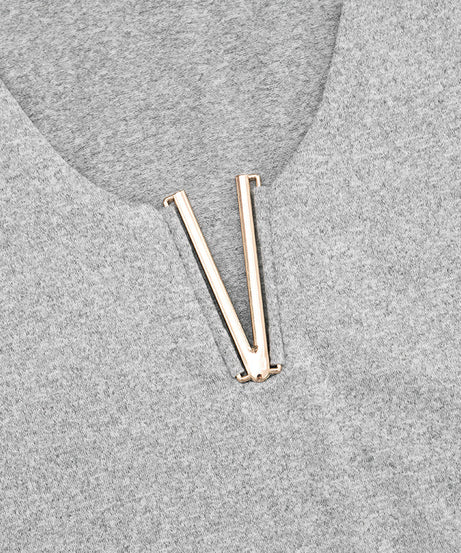 Chic V-Neck Long Sleeve Top with Luxe Metallic Accent | Your Cozy Fall & Holiday Season Essential