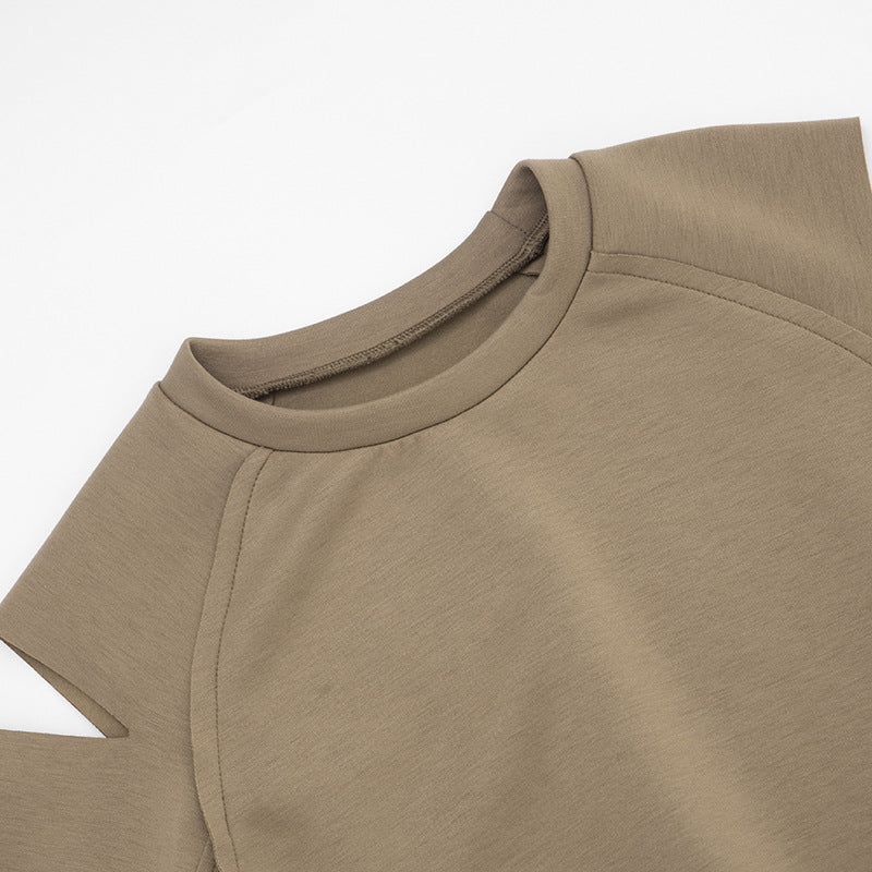 Chic Cut-Out Statement Sleeve Top & Mini Skirt Set - Effortless Fall/Winter Style