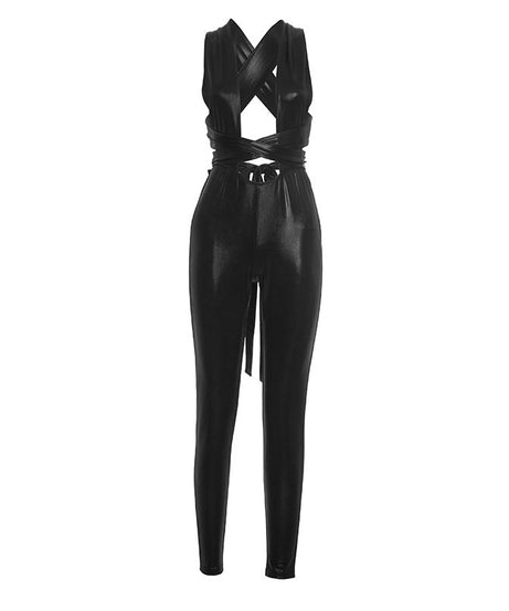 Daring Liquid Shine Backless Jumpsuit – Your Ultimate Holiday Party & NYE Statement