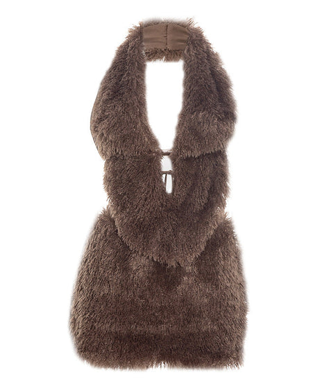 Cozy Luxe Faux Fur Halter Mini Skirt Set – Your Glamorous Winter & Holiday Statement