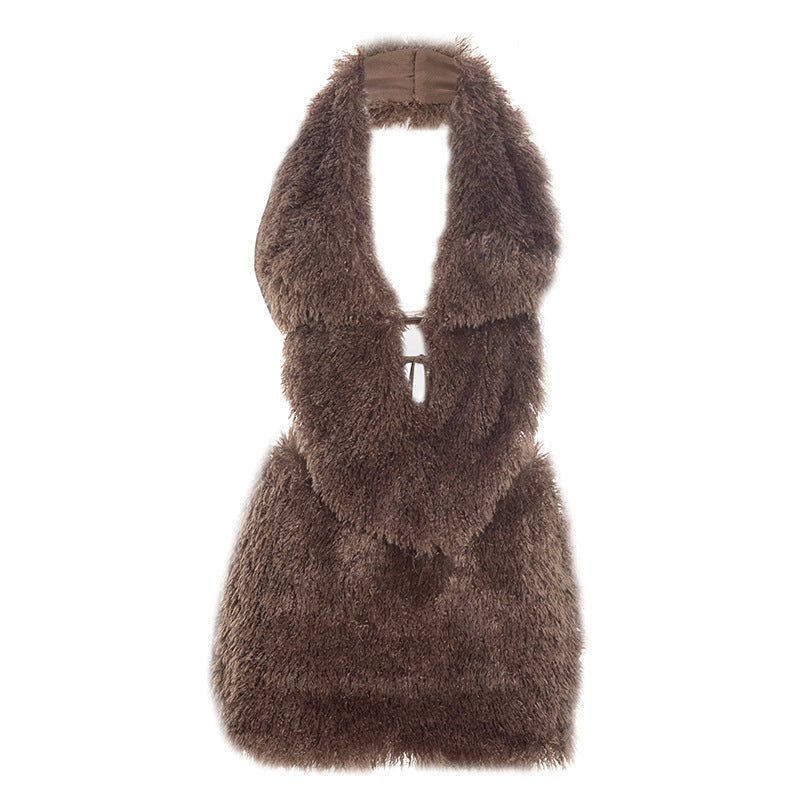 Cozy Luxe Faux Fur Halter Mini Skirt Set – Your Glamorous Winter & Holiday Statement