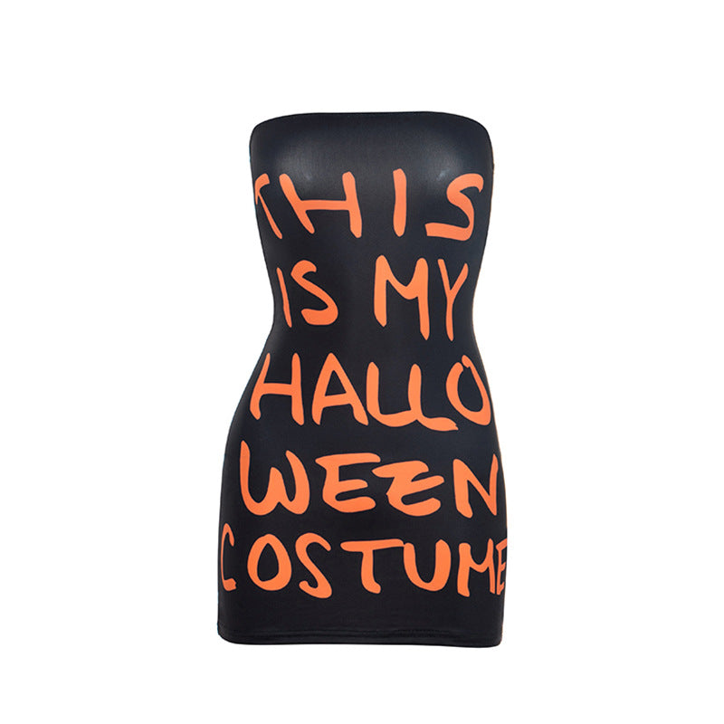 American Babe's Spooky Chic Jack-O'-Lantern Tube Mini Dress - Halloween Party Ready Bodycon