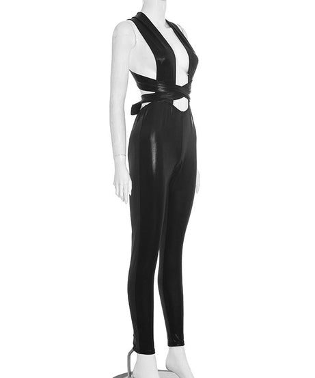 Daring Liquid Shine Backless Jumpsuit – Your Ultimate Holiday Party & NYE Statement