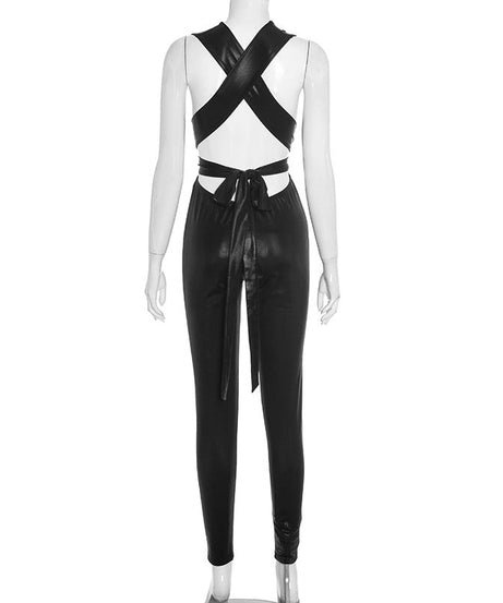 Daring Liquid Shine Backless Jumpsuit – Your Ultimate Holiday Party & NYE Statement