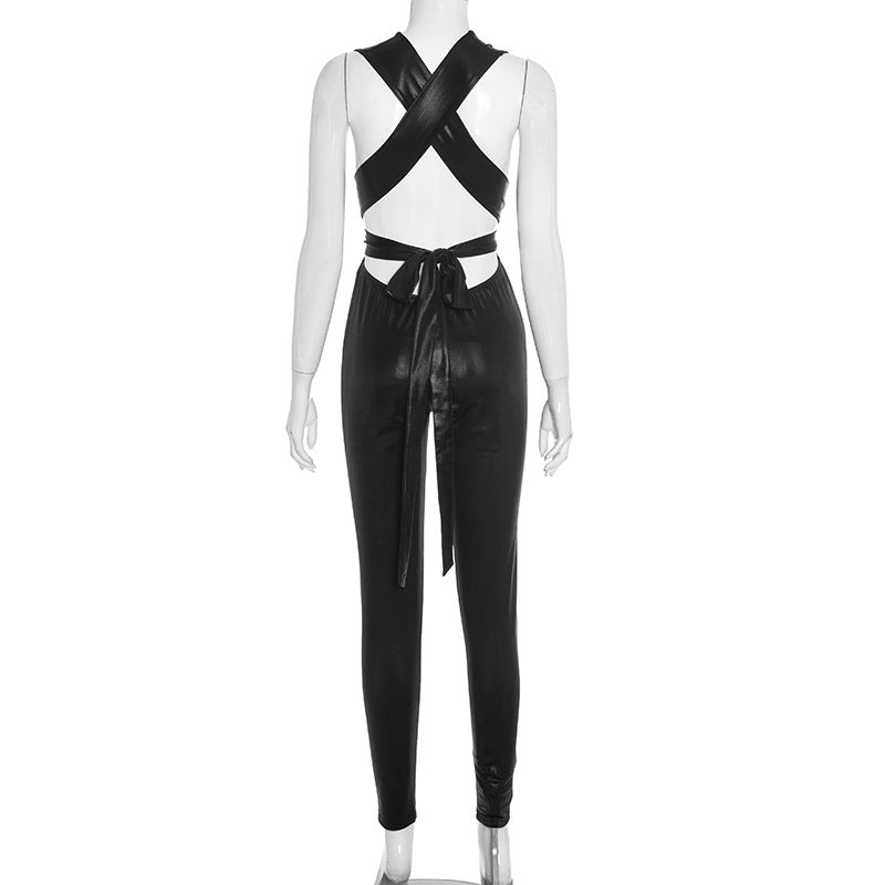 Daring Liquid Shine Backless Jumpsuit – Your Ultimate Holiday Party & NYE Statement