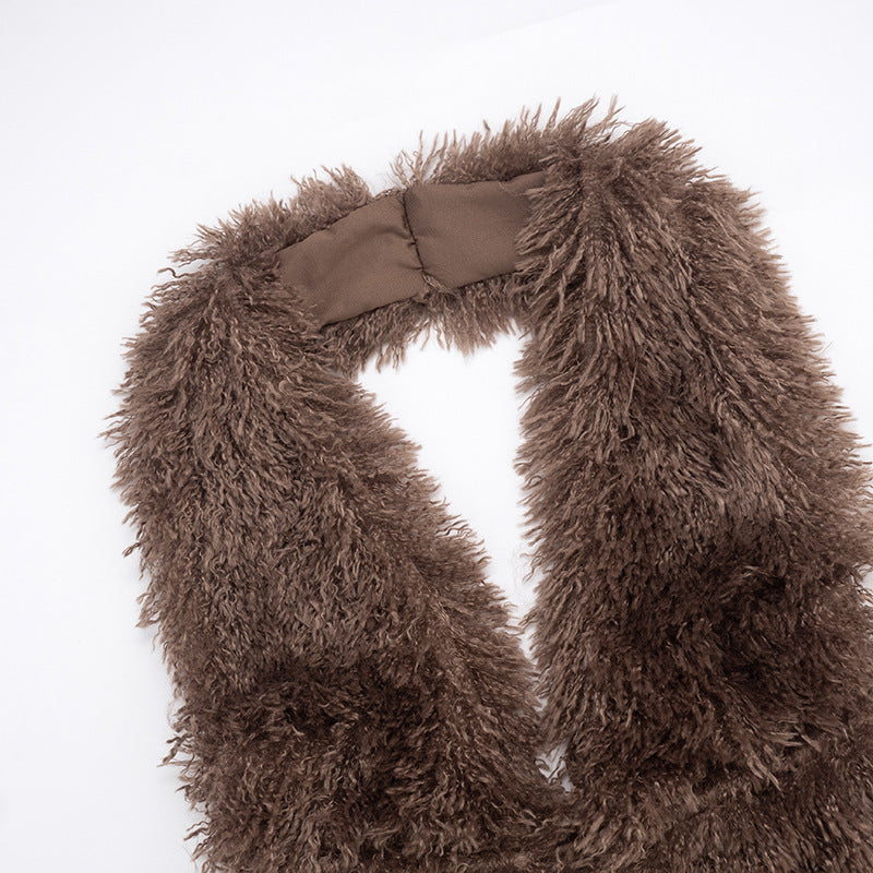 Cozy Luxe Faux Fur Halter Mini Skirt Set – Your Glamorous Winter & Holiday Statement