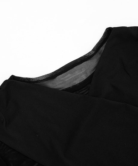 Sultry Espresso Mesh Ruched 3-Piece Set: Crop Top, Mini Skirt & Thigh-Highs | Ultimate Holiday & NYE Night Out Look