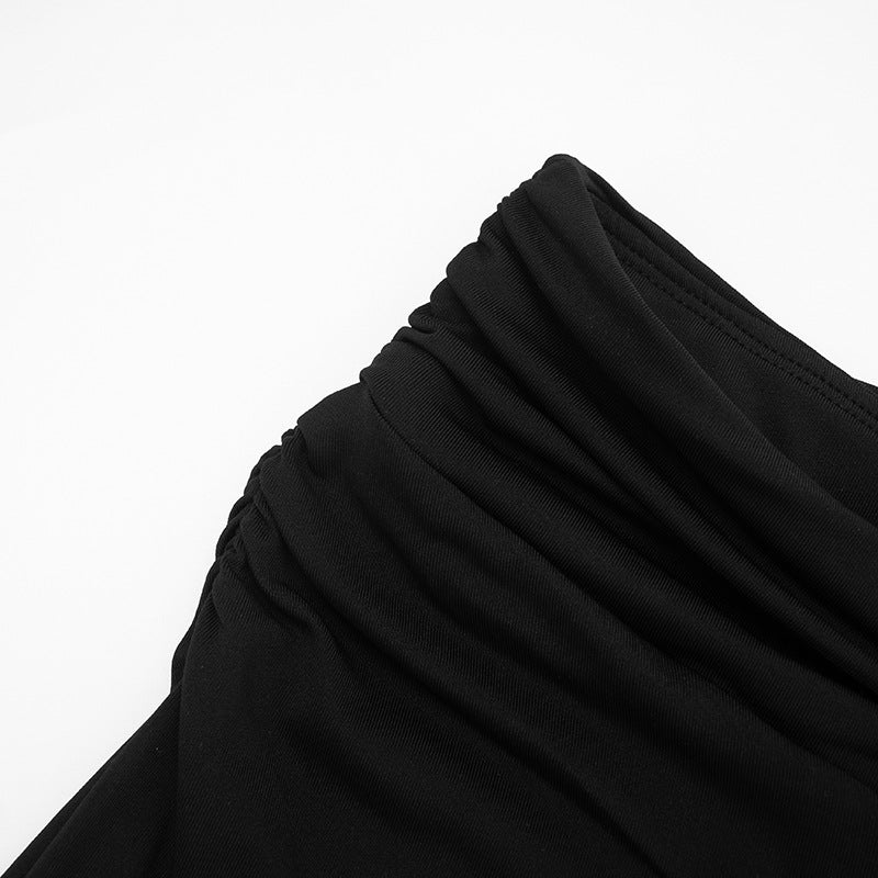 Glam & Go: Effortless Gold Buckle Crop Top & Slit Hem Pant Set - Fall & Holiday Ready