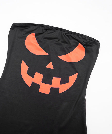 American Babe's Spooky Chic Jack-O'-Lantern Tube Mini Dress - Halloween Party Ready Bodycon