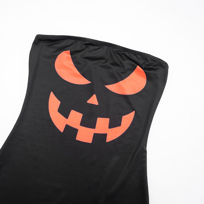 American Babe's Spooky Chic Jack-O'-Lantern Tube Mini Dress - Halloween Party Ready Bodycon