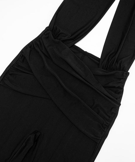 Head-Turning Black Halter Plunge Jumpsuit – Holiday Party & New Year's Eve Glam