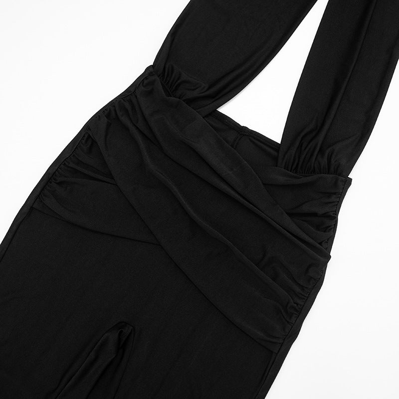 Head-Turning Black Halter Plunge Jumpsuit – Holiday Party & New Year's Eve Glam