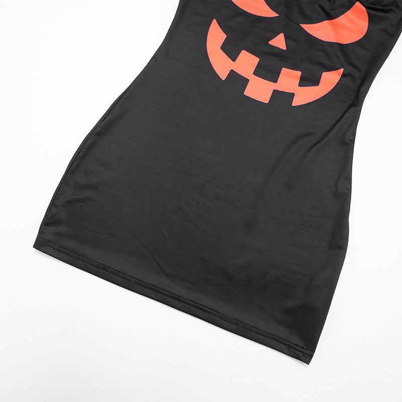 American Babe's Spooky Chic Jack-O'-Lantern Tube Mini Dress - Halloween Party Ready Bodycon