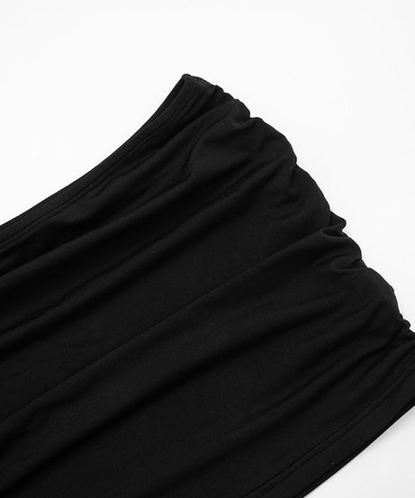 Sultry Espresso Mesh Ruched 3-Piece Set: Crop Top, Mini Skirt & Thigh-Highs | Ultimate Holiday & NYE Night Out Look