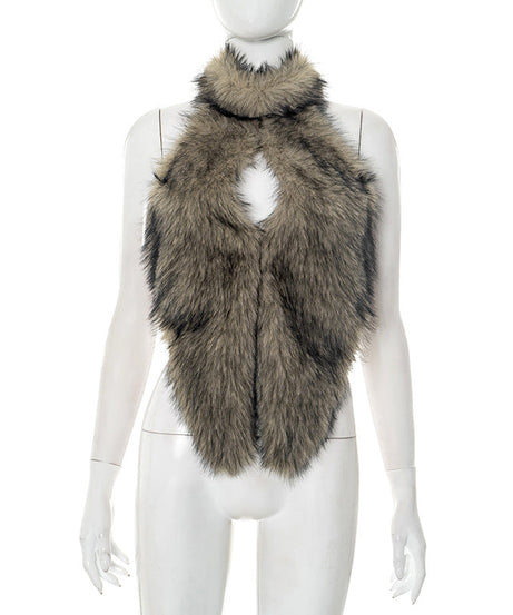 Chic Faux Fur Halter Neck Statement Wrap | Your Cozy-Luxe Essential for Fall & Winter