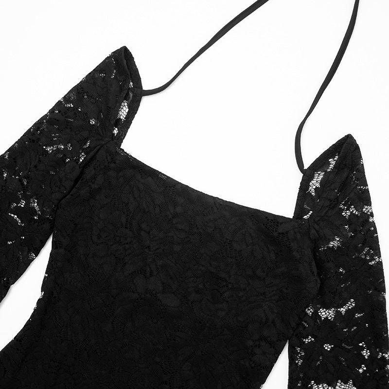 Chic Black Lace Long Sleeve Mini Dress - Perfect for Holiday Parties & Date Nights