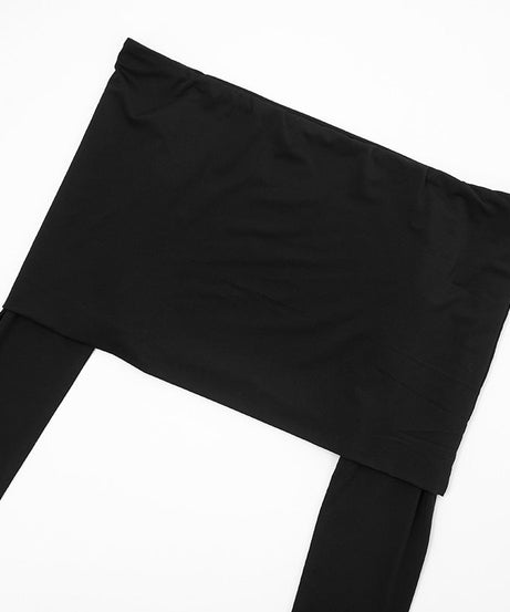 Sleek & Chic Off-Shoulder Long Sleeve Crop Top & Shorts Set with Arm Sleeves – Your Holiday Night Out Essential