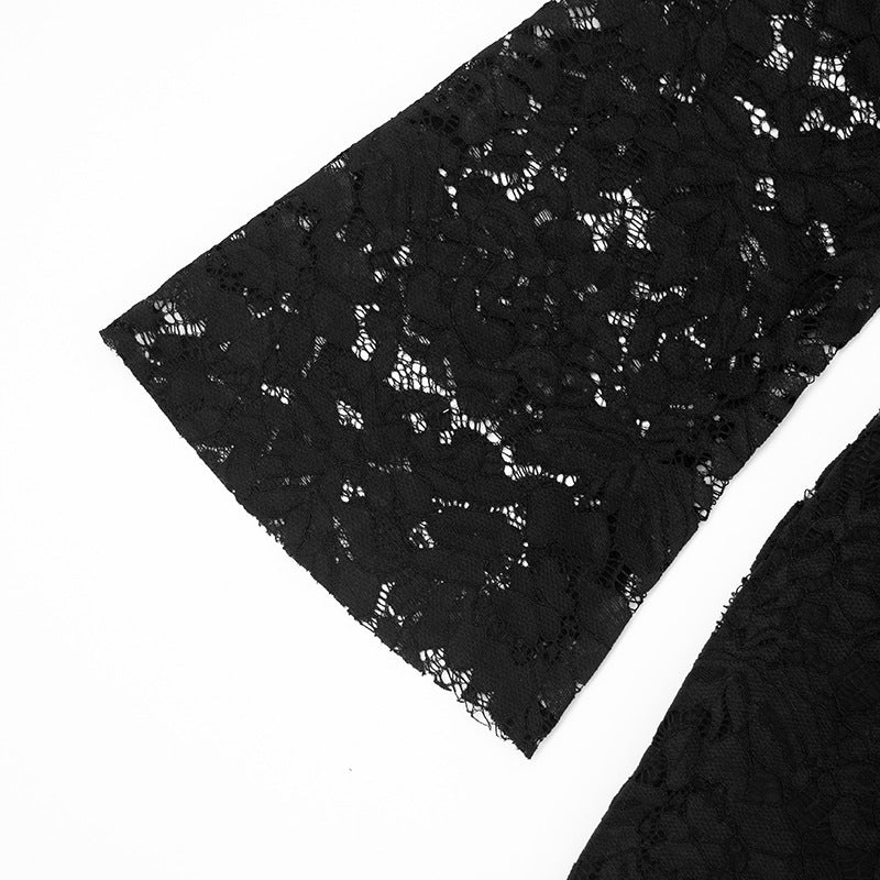 Chic Black Lace Long Sleeve Mini Dress - Perfect for Holiday Parties & Date Nights