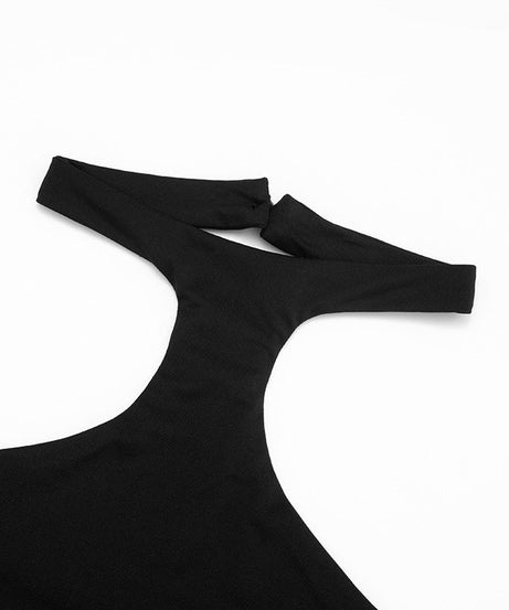 Sleek Black Halter Cut-Out Playsuit – Your Essential for Holiday Parties & Nights Out