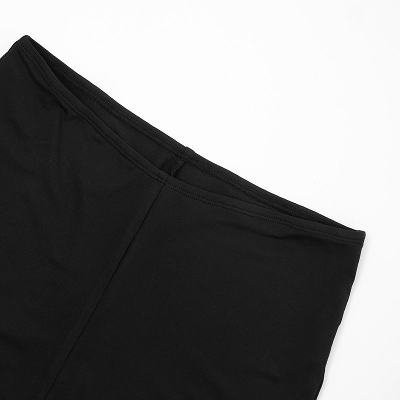 Sleek & Chic Off-Shoulder Long Sleeve Crop Top & Shorts Set with Arm Sleeves – Your Holiday Night Out Essential