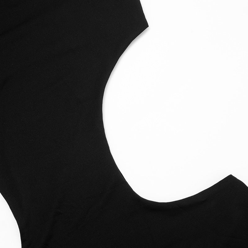 Sleek Black Halter Cut-Out Playsuit – Your Essential for Holiday Parties & Nights Out