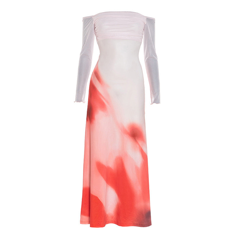 Fall & Holiday Elegance: Off-Shoulder Crimson Bloom Ruched Maxi Dress