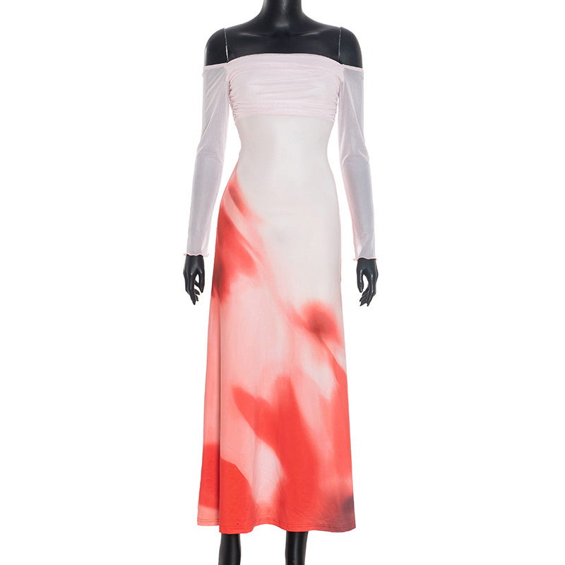 Fall & Holiday Elegance: Off-Shoulder Crimson Bloom Ruched Maxi Dress