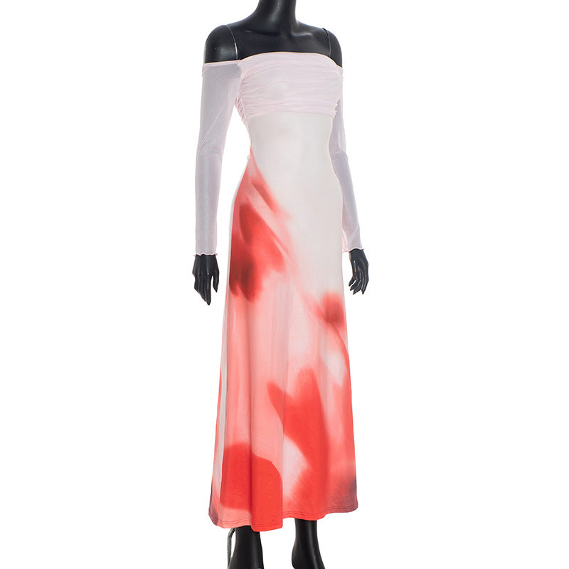 Fall & Holiday Elegance: Off-Shoulder Crimson Bloom Ruched Maxi Dress