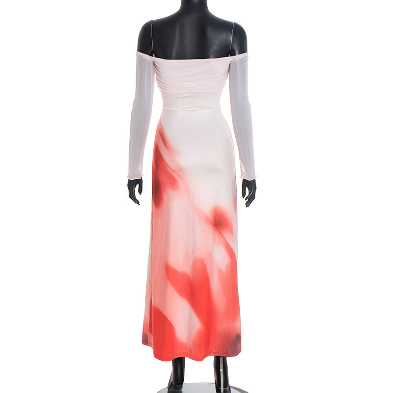 Fall & Holiday Elegance: Off-Shoulder Crimson Bloom Ruched Maxi Dress