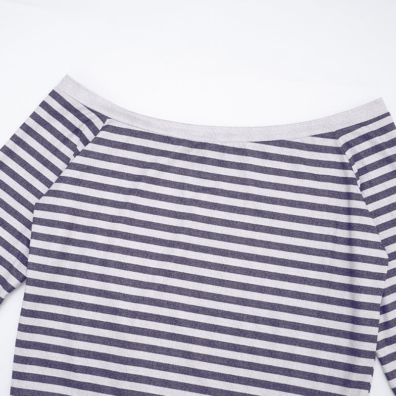 Effortless Sparkle: Shimmer Stripe Off-Shoulder Long Sleeve Top for Fall & Holiday Style