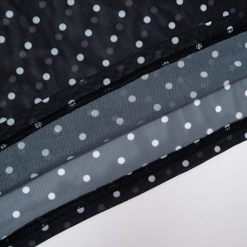 Chic Polka Dot Sheer Mesh Overlay Top – Elegant Layering for Holiday Parties & Resort Getaways