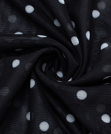 Chic Polka Dot Sheer Mesh Overlay Top – Elegant Layering for Holiday Parties & Resort Getaways
