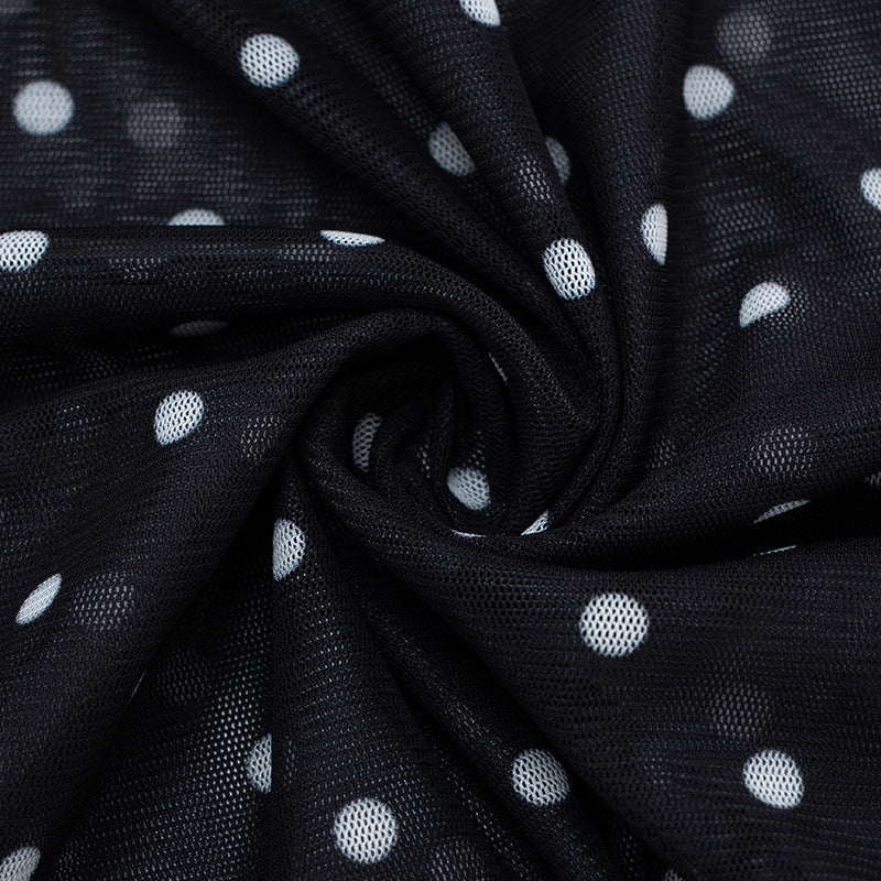 Chic Polka Dot Sheer Mesh Overlay Top – Elegant Layering for Holiday Parties & Resort Getaways