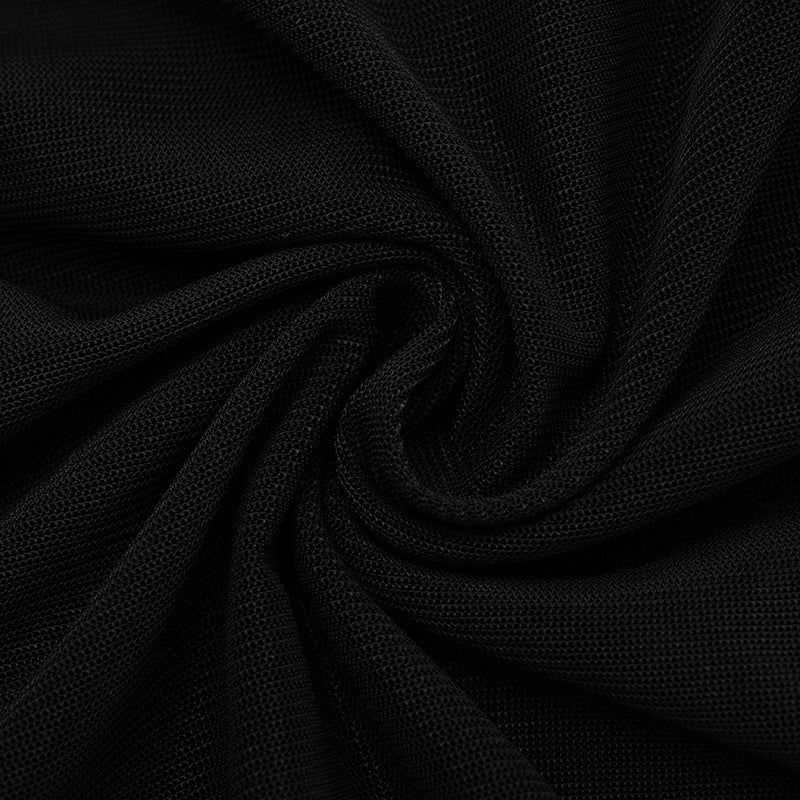 Chic Black Sheer Mesh Long Sleeve Ruched Cutout Top - Your Edgy Pick for Fall & Holiday Parties