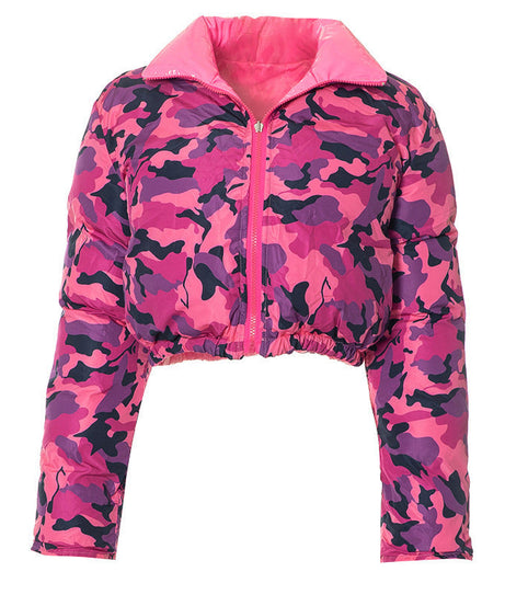 Red Bandana Cropped Puffer Jacket with Luxe Shine Collar – Your Ultimate Fall/Winter Statement