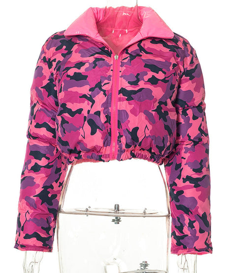 Red Bandana Cropped Puffer Jacket with Luxe Shine Collar – Your Ultimate Fall/Winter Statement