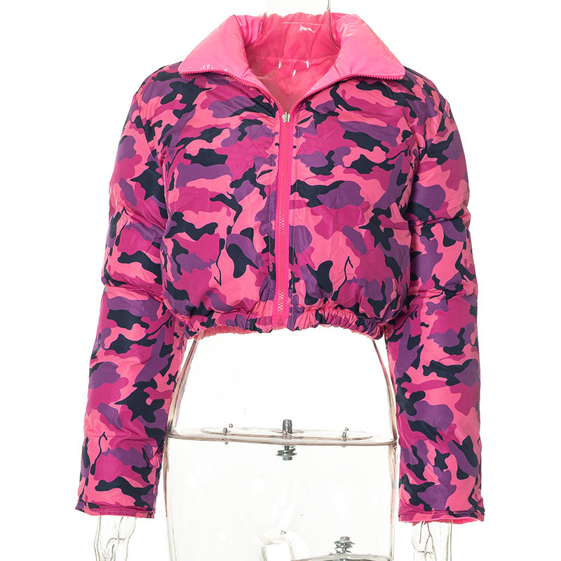 Red Bandana Cropped Puffer Jacket with Luxe Shine Collar – Your Ultimate Fall/Winter Statement
