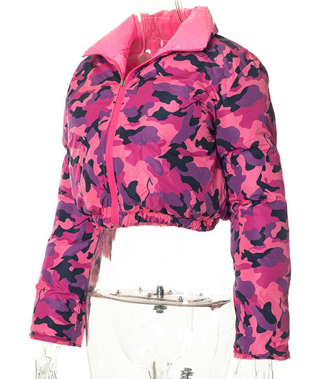 Red Bandana Cropped Puffer Jacket with Luxe Shine Collar – Your Ultimate Fall/Winter Statement