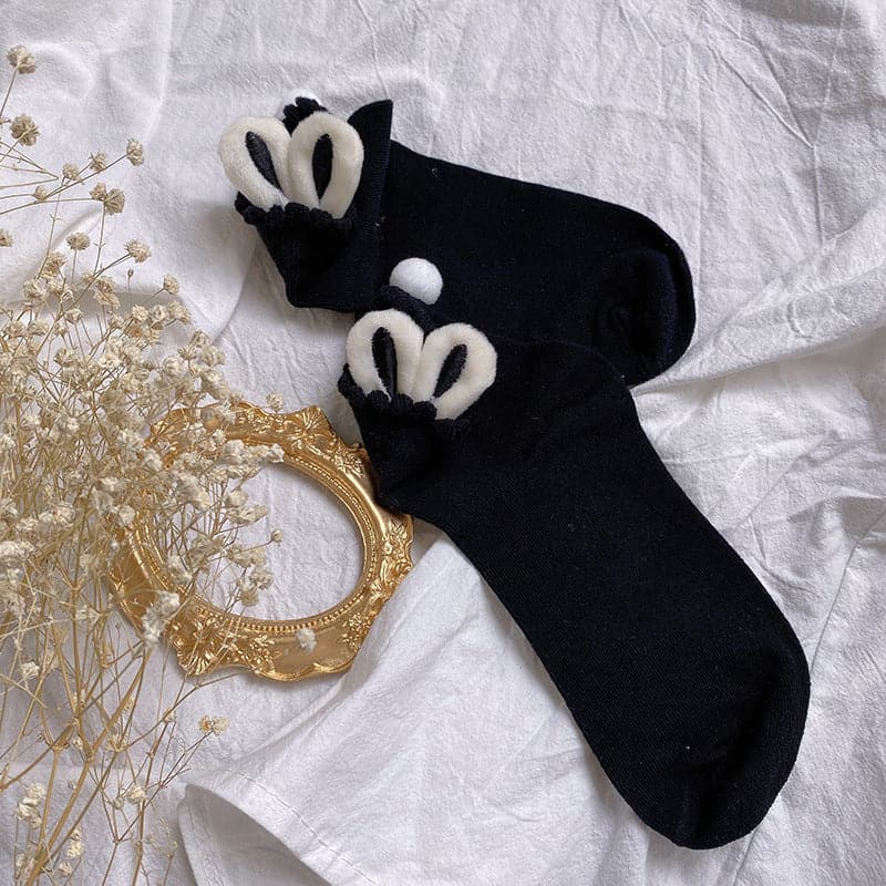 Whimsical Bunny Ears Ruffle Ankle Socks - Cozy Cute for Fall & Halloween!