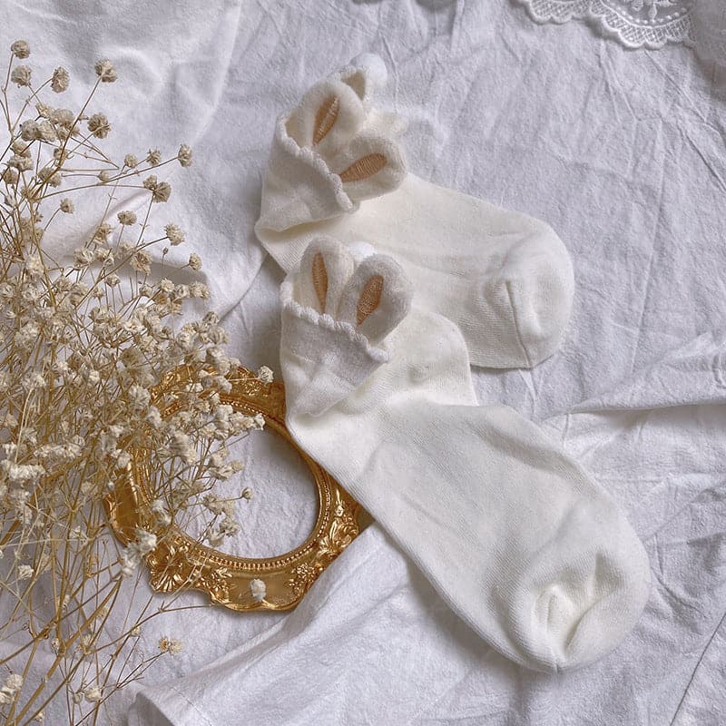 Whimsical Bunny Ears Ruffle Ankle Socks - Cozy Cute for Fall & Halloween!