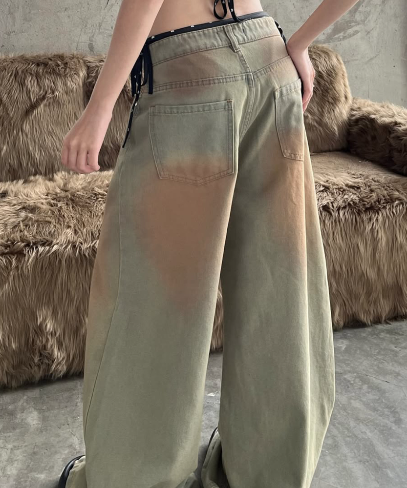 Elevate Your Fall Look: Ombre Wide Leg Baggy Jeans with Chic Tie Details