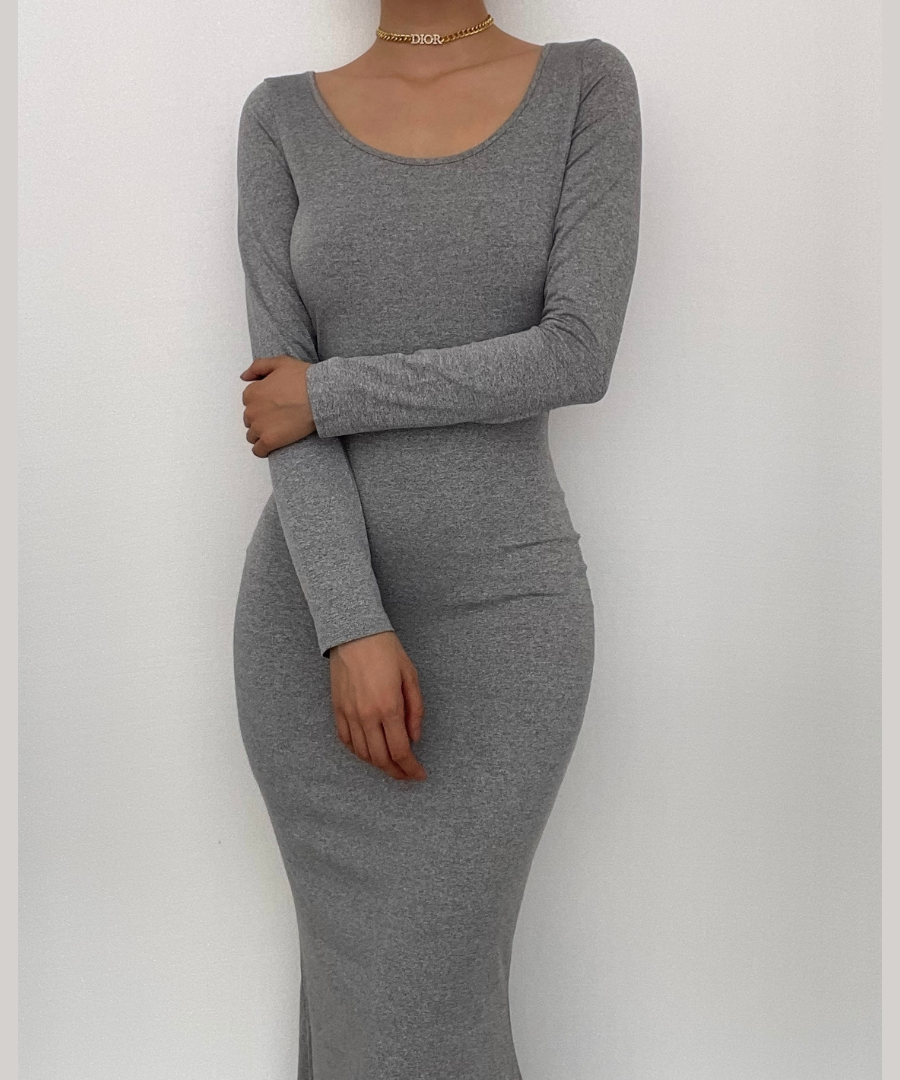 Fall Chic & Cozy: Women's Long Sleeve Scoop Neck Mermaid Maxi Dress