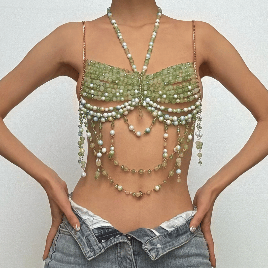 Emerald Dream Beaded Halter Top | Dazzling Resort & Festival Statement Piece for Women