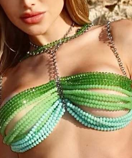 Ombre Beaded Mermaid Halter Top | Dazzling Resort & Festival Chain Cami
