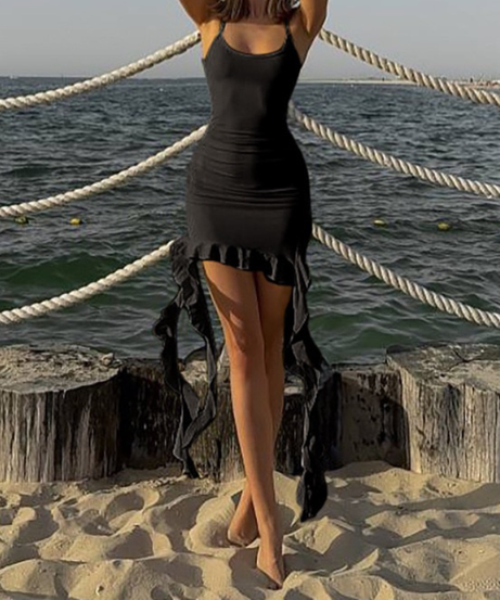 Sizzling Red Ruched Ruffle Mini Dress - Your Iconic Fall & Holiday Party Look