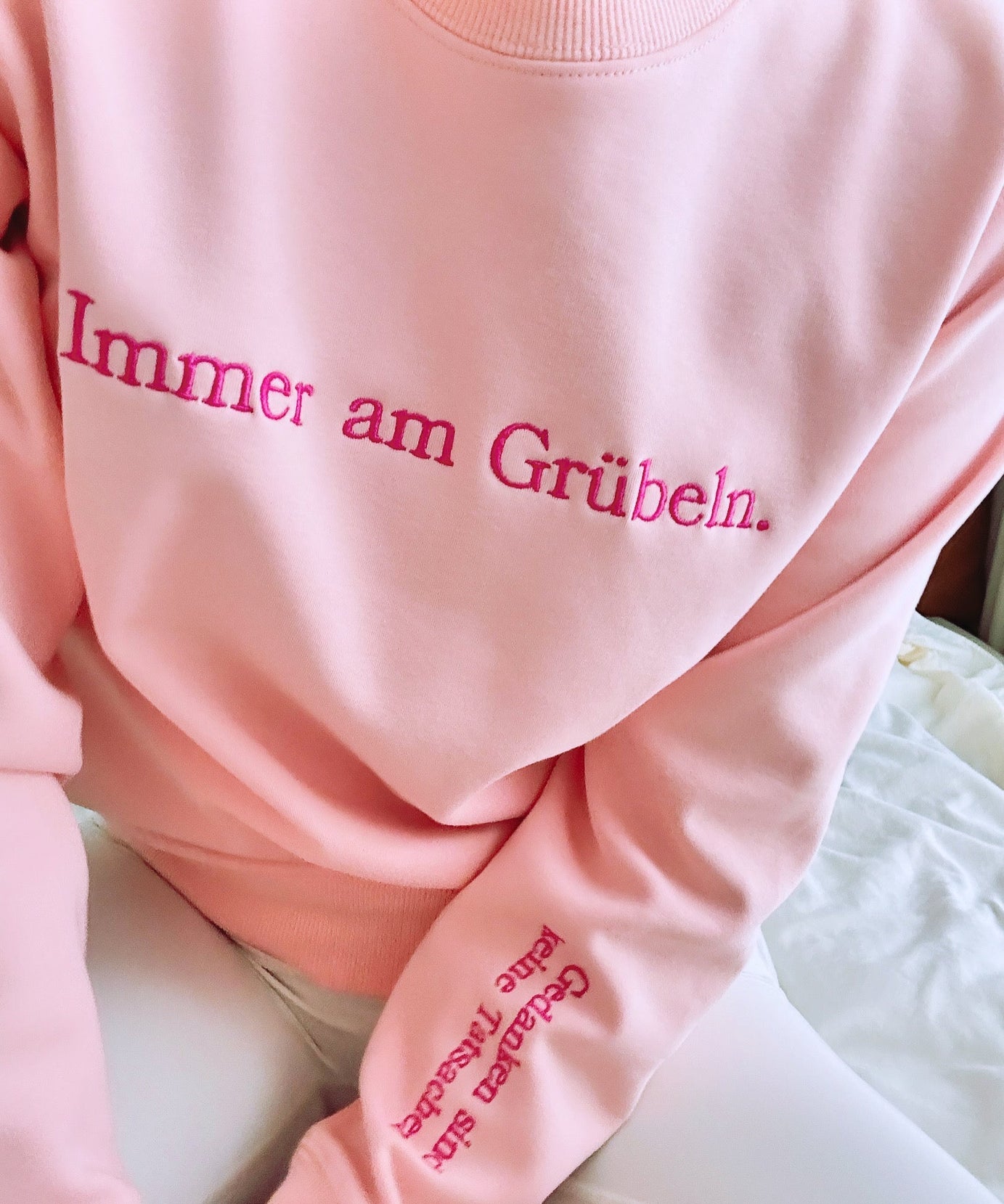 Mindful Overthinker Cozy Pink Sweatshirt | Empowering "Thoughts Are Not Facts" Crewneck for Fall