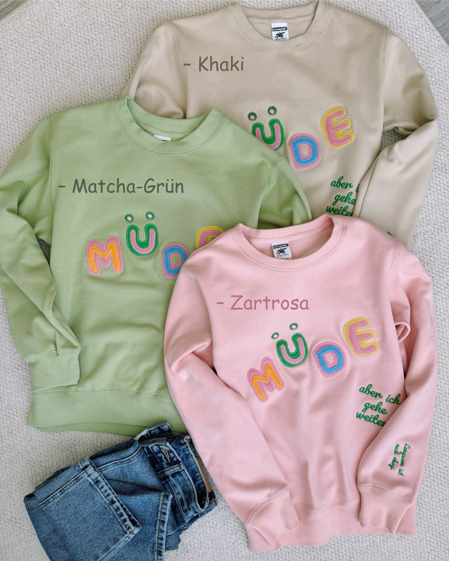 Cozy "Müde But Motivated" Crewneck Sweatshirt – Your Go-To for Fall Comfort & Mindful Moments