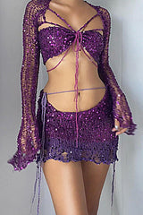 Danae Sequin Crochet 3 Pieces Sets